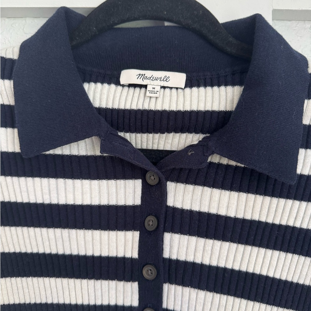 Madewell Blue and White Striped Cardigan